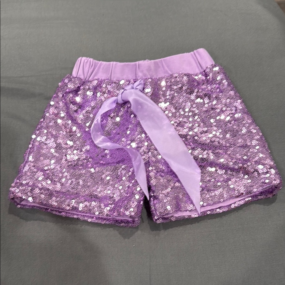 Sparkling Purple Sequin Kids Shorts